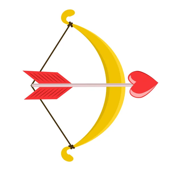 Zlaté Archer Zbraň Symbol Červené Srdce Šipka Vektorové Ilustrace — Stockový vektor