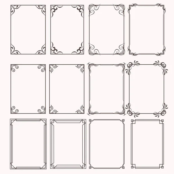 Dekorative Rahmen Und Grenzen Rechteck Proportionen Eingestellt — Stockvektor