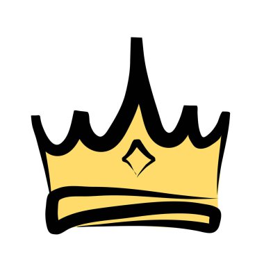 El çizilmiş taç logosu ve simge beyaz, stok vektör illüstrasyon