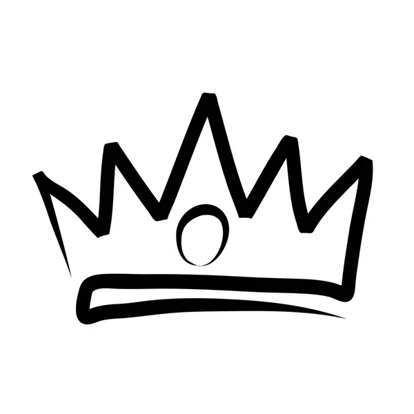 Hand Drawn Crown Logo Icon White Stock Vector Illustration — Stock Vector