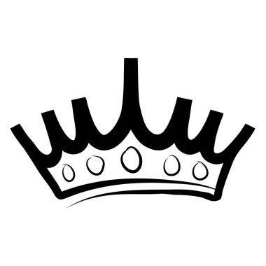 El çizilmiş taç logosu ve simge beyaz, stok vektör illüstrasyon