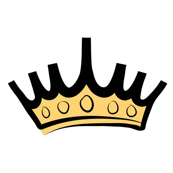 Рука Намальована Корона Логотип Значок Білому Стокове Векторні Ілюстрації — стоковий вектор