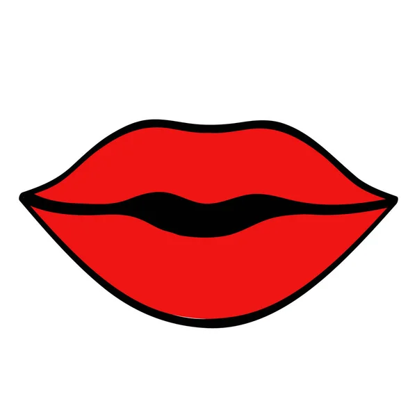 Lábios Sensuais Vermelhos Mulher Estilo Dos Desenhos Animados Ilustração Branca —  Vetores de Stock