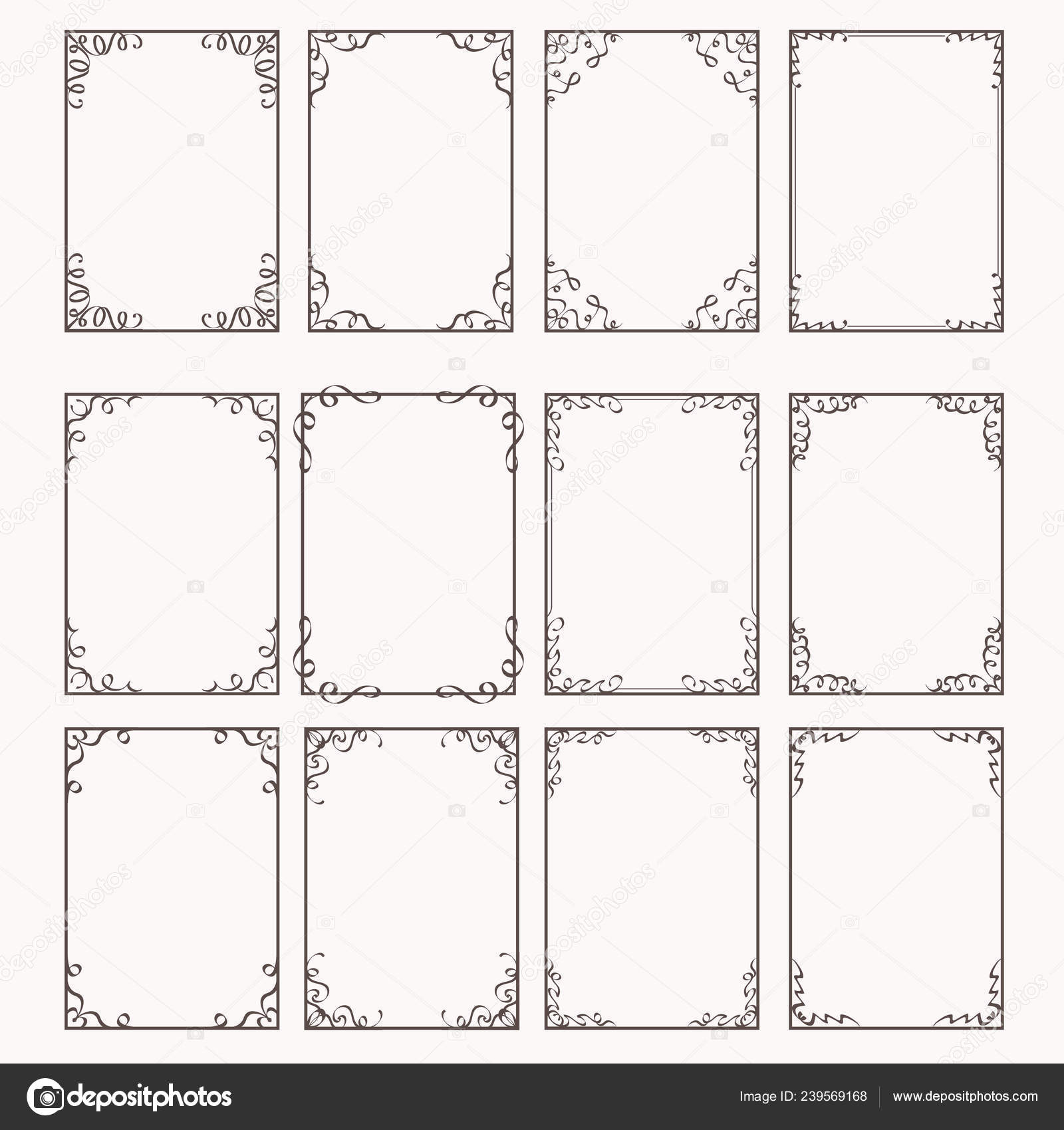 Marcos Decorativos Bordes Rectángulo Proporciones Conjunto Vector de stock  #239569168 de ©VovanIvan, image size:1600x1700