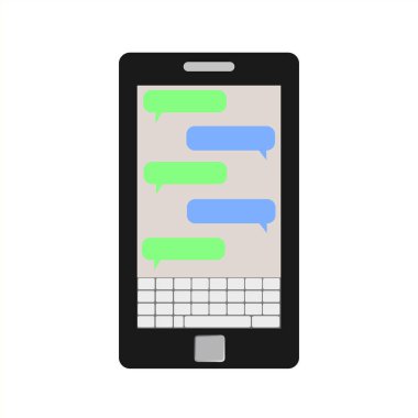 Hareket eden telefon. Vektör çizim. Sosyal ağ kavramı. Vecto