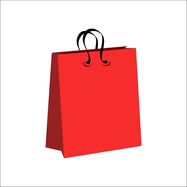 Icono de la bolsa de compras roja sobre fondo blanco — Vector de stock