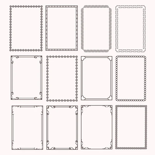 Cornici decorative e bordi rettangolo proporzioni impostate — Vettoriale Stock