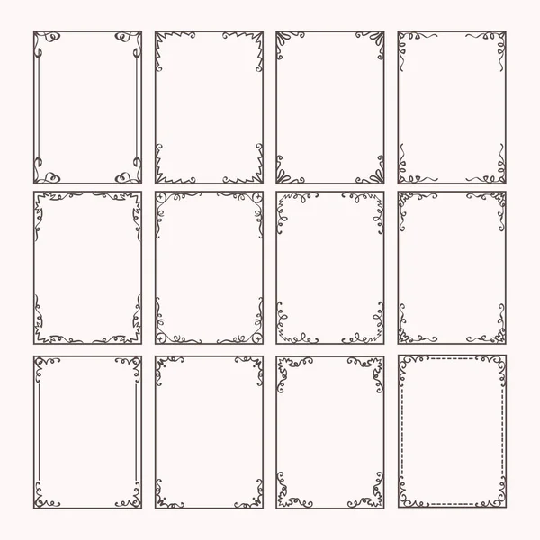 Decorative frames and borders rectangle proportions set — Stock Vector