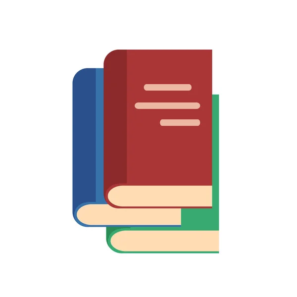 Estilo plano pila de libros icono en blanco, vector de stock illustrati — Vector de stock