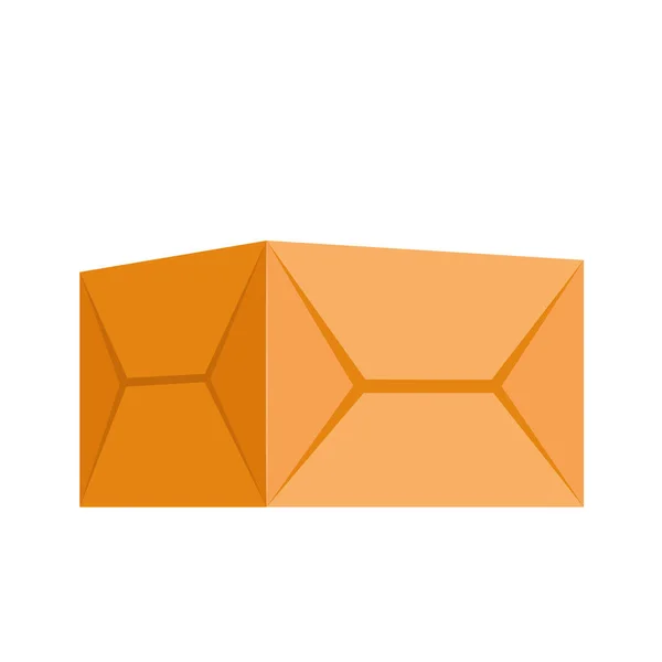 Paquete de caja de cartón en papel amarillo icono aislado en blanco, stock — Vector de stock