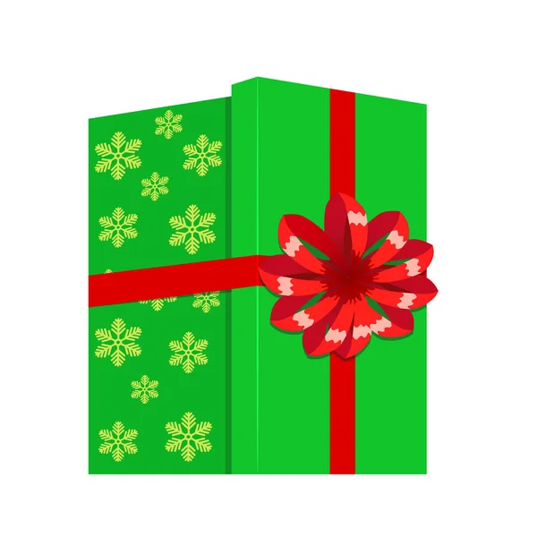 卡通绿色礼品盒。圣诞礼物、礼品盒和圣诞礼物 — 图库矢量图片