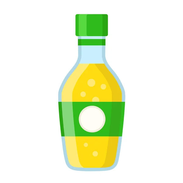 Botella de jugo de naranja en estilo plano de dibujos animados en blanco, stock vec — Vector de stock