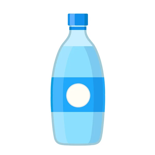 Botella de agua clara en estilo plano de dibujos animados en blanco, stock vect — Vector de stock