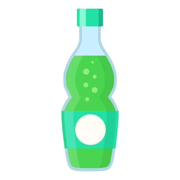 Botella con agua de menta en estilo plano de dibujos animados en blanco, stock vec — Vector de stock