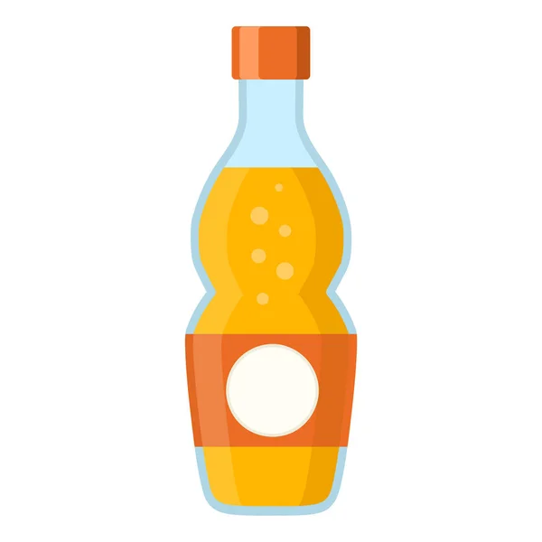 Bouteille avec de l'eau orange dans le style plat de dessin animé sur blanc, stock v — Image vectorielle