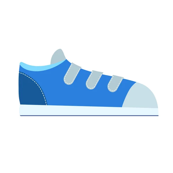 Modré tenisky na bílém plochém stylu pro design dílny, burzovního Vekta — Stockový vektor