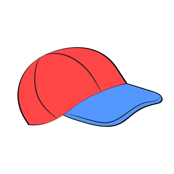 Бейсбольная кепка в плоском стиле мультфильма на белой векторной иллюзии — стоковый вектор