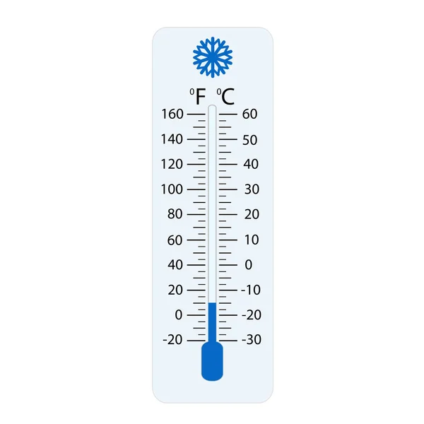 Termómetros de meteorología Celsius y fahrenheit que miden calor o — Archivo Imágenes Vectoriales