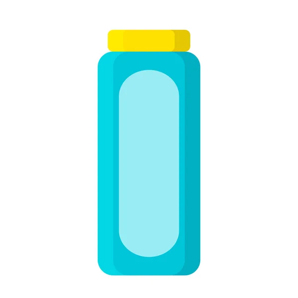 Botella azul con champú en estilo plano en blanco, vector de stock il — Vector de stock