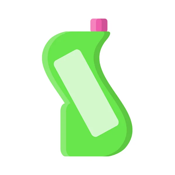 Botella verde con limpiador líquido en estilo plano sobre blanco, stock v — Vector de stock