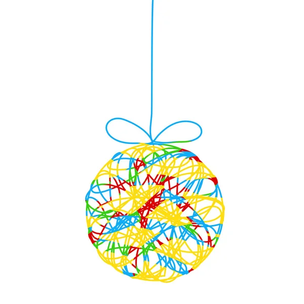 Decoração colorida bola de árvore de natal com tiras para o seu design , —  Vetores de Stock