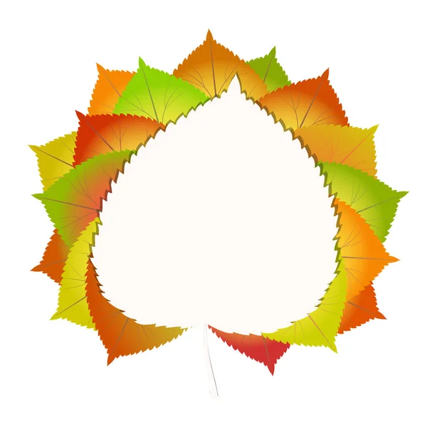 Bunte Herbstblätter auf weißem Papier zurück in den Schulalltag — Stockvektor