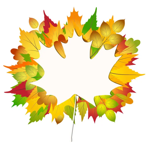 Coloridas hojas de arce de otoño en un papel blanco Volver a la escuela bac — Vector de stock