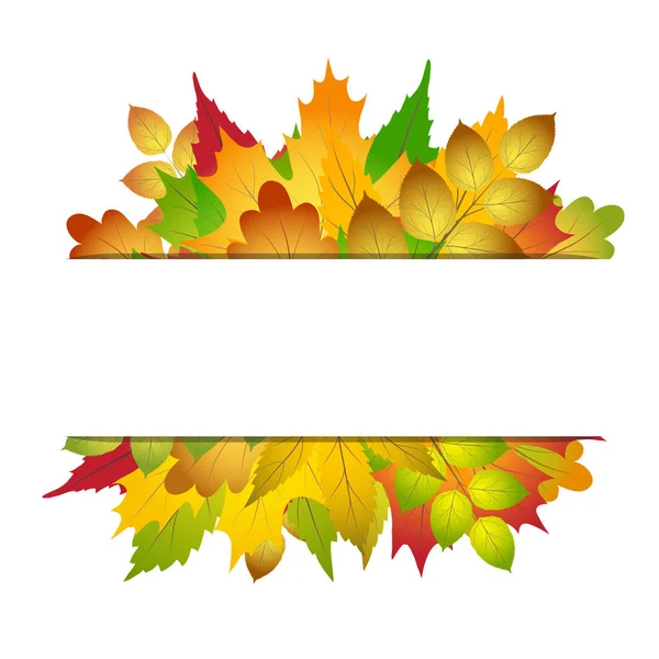 Borde de marco vacío con brillante colección de hojas de otoño de colores — Vector de stock