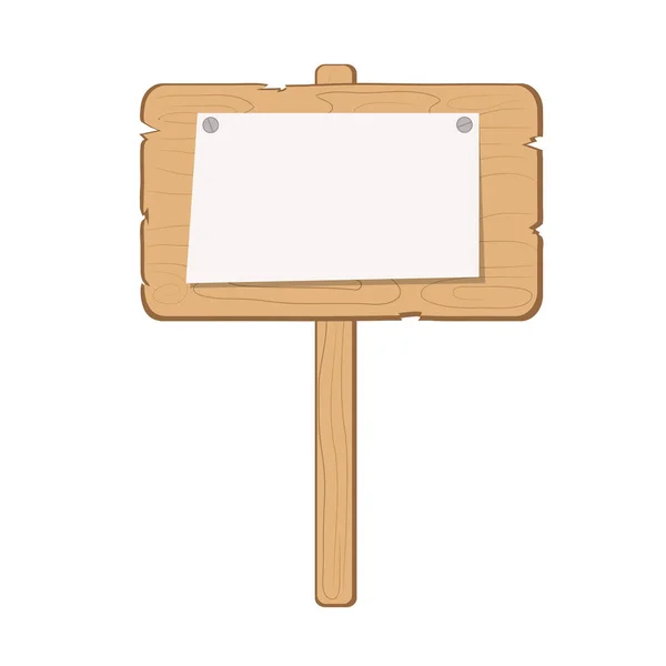 白、ストックvに空の紙のリストを持つ木製の情報ボード — ストックベクタ