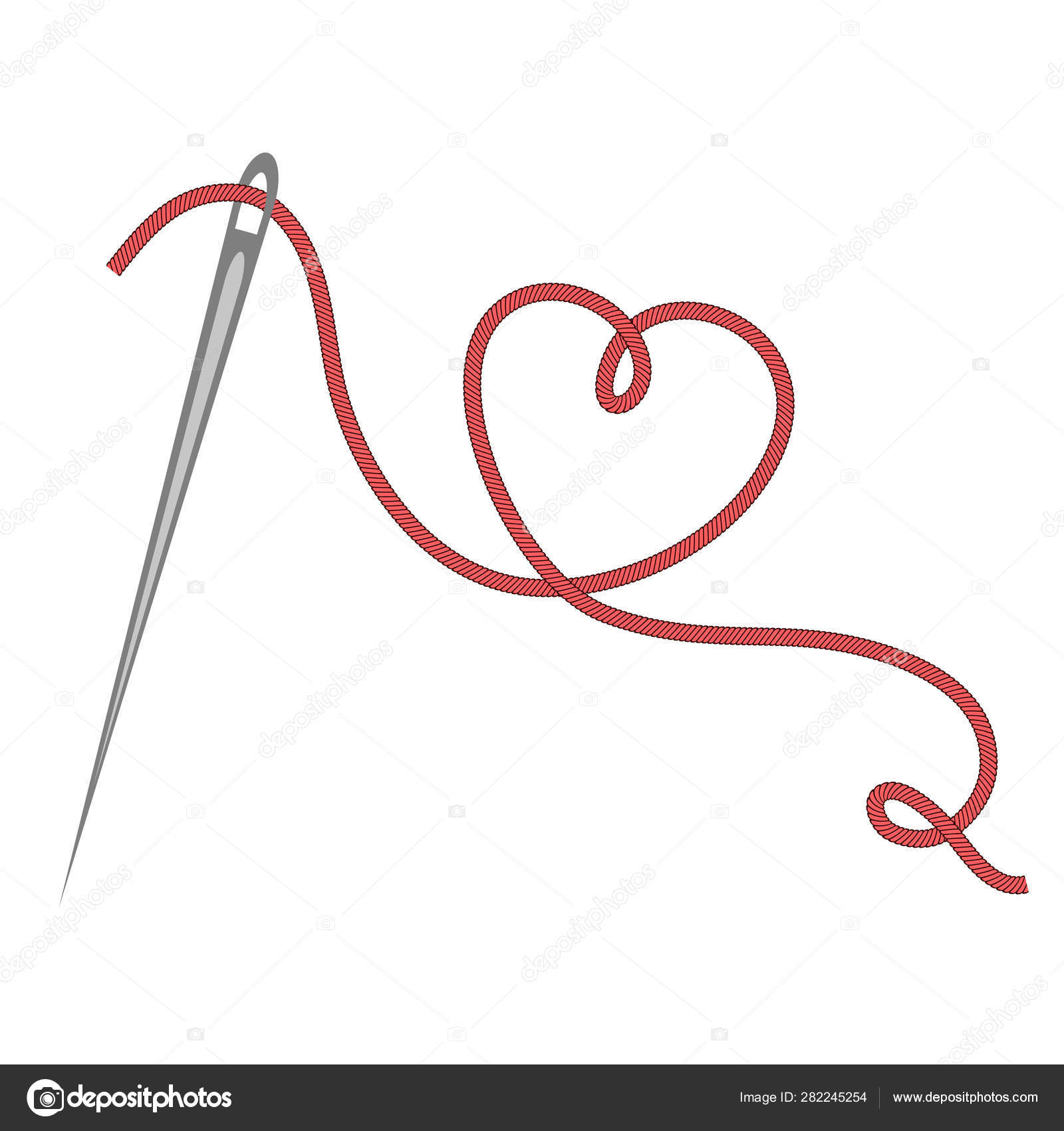Heart with a needle thread. vector illustration Stock Illustration by ...