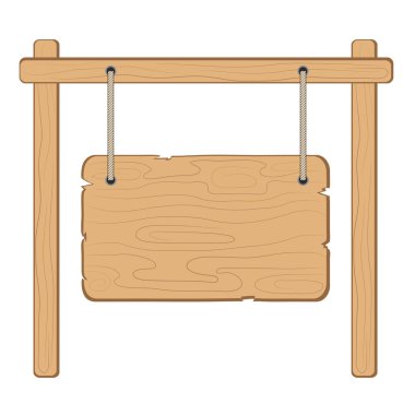 Ahşap bilgi panosu beyaz, stok vektör üzerinde halat asılı