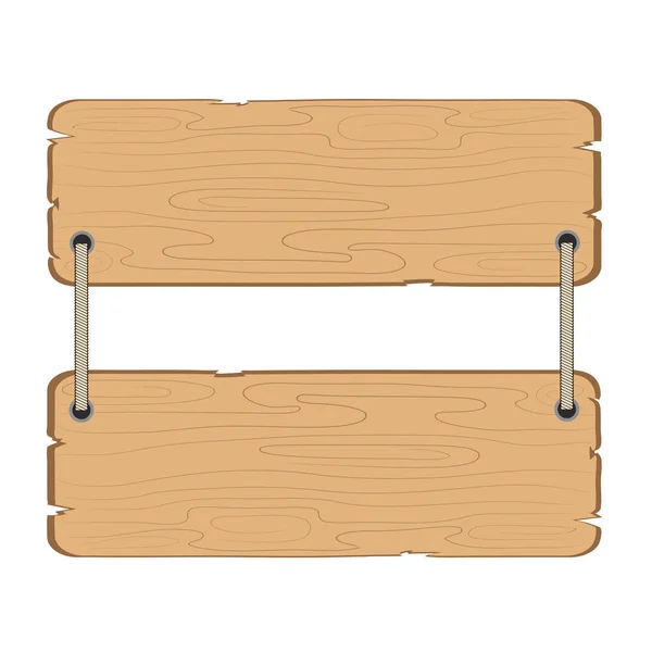 木製の案内板は、白、ストックベクトルのロープにハングアップ — ストックベクタ