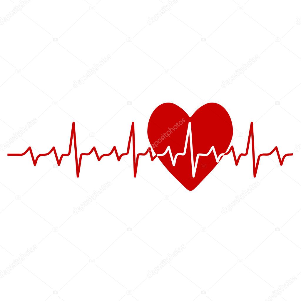 red heart in cardiology medical design over white background vec