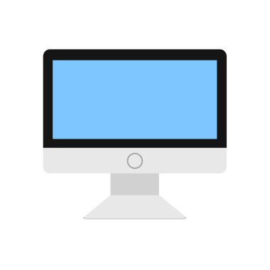 beyaz karikatür tarzı simgesi bilgisayar monitörü, stok vektör il