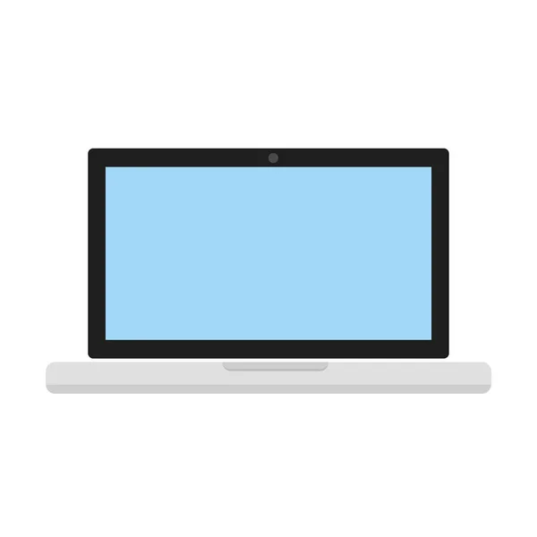 Computer portatile moderno in stile piatto del fumetto su bianco, vec di riserva — Vettoriale Stock