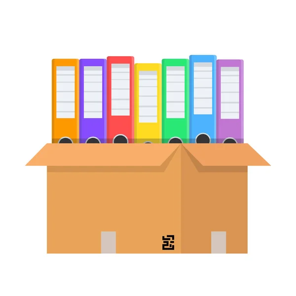 Zásobník mnoha složek barevných dokumentů a kartonové krabice pro navr — Stockový vektor
