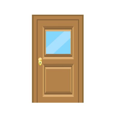 Beyaz tasarım için ahşap kapı düz tarzı, stok vektör illustr