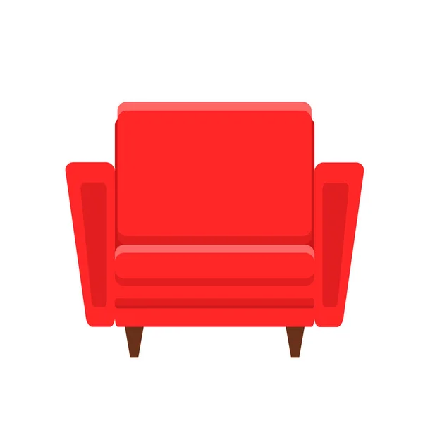 Roter Sessel im flachen Stil auf weißem Design, Schaftvektor krank — Stockvektor