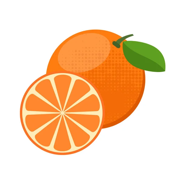 Oranje fruit in platte stijl voorontwerp op wit, Stock vector ziek — Stockvector