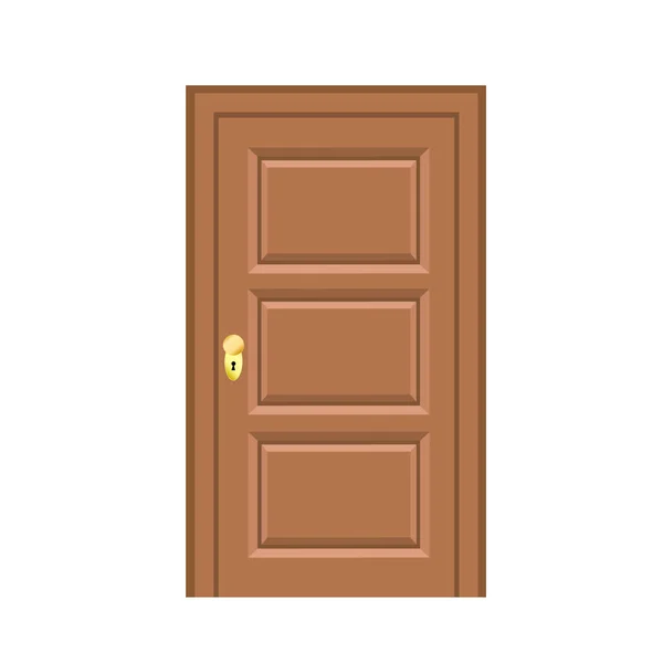 Puerta de madera estilo plano para el diseño en blanco, vector de stock illustr — Archivo Imágenes Vectoriales