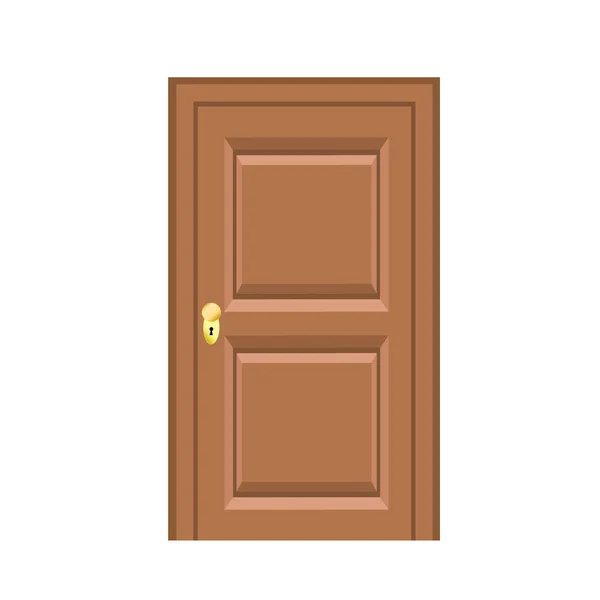 Puerta de madera estilo plano para el diseño en blanco, vector de stock illustr — Archivo Imágenes Vectoriales