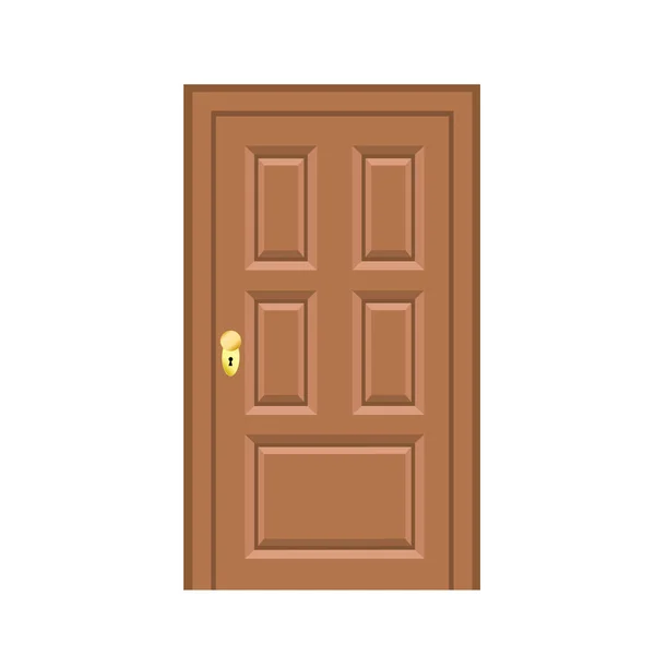 Puerta de madera estilo plano para el diseño en blanco, vector de stock illustr — Vector de stock