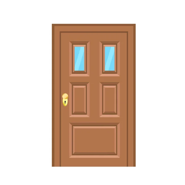 Puerta de madera estilo plano para el diseño en blanco, vector de stock illustr — Vector de stock