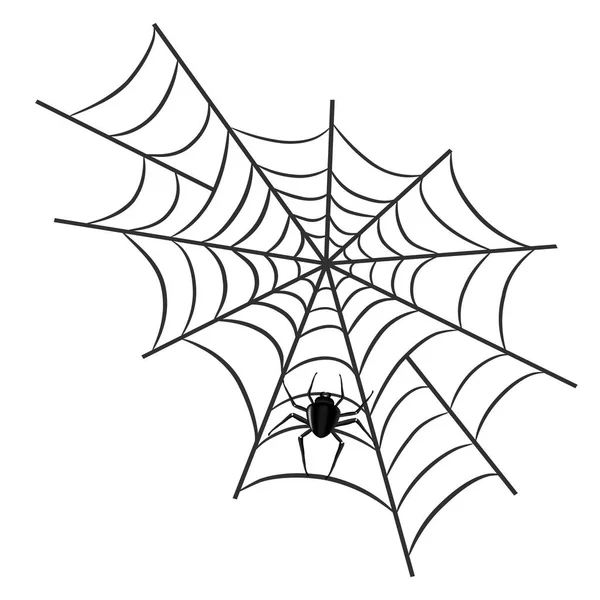 Pók a weben a Halloween design üdvözlőkártya fehér, Stock — Stock Vector