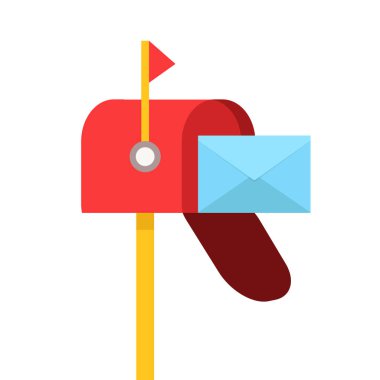 Beyaz mavi zarf ile Kırmızı posta kutusu, stok vektör illustrati