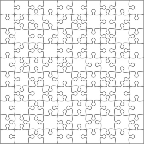 Puzzels raster sjabloon. Puzzel 100 stukjes, denken spel een — Stockvector