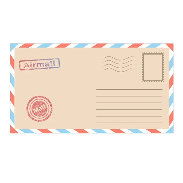 Конверт почты в стиле мультфильма для дизайна на белом, фондовый вектор — стоковый вектор