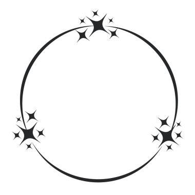 Yıldız tozu çerçevesi. Parlak yıldız daire çerçeve, yıldızlı glitter damga bir