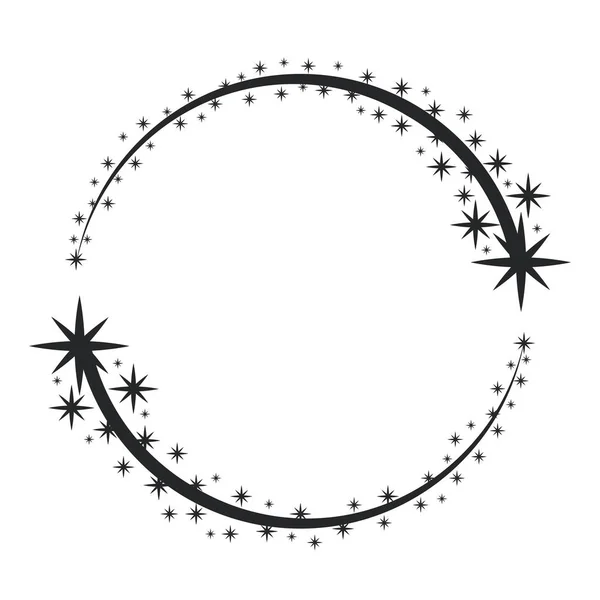 Stardust frame. Shiny star circle frame, starry glitter stamp an