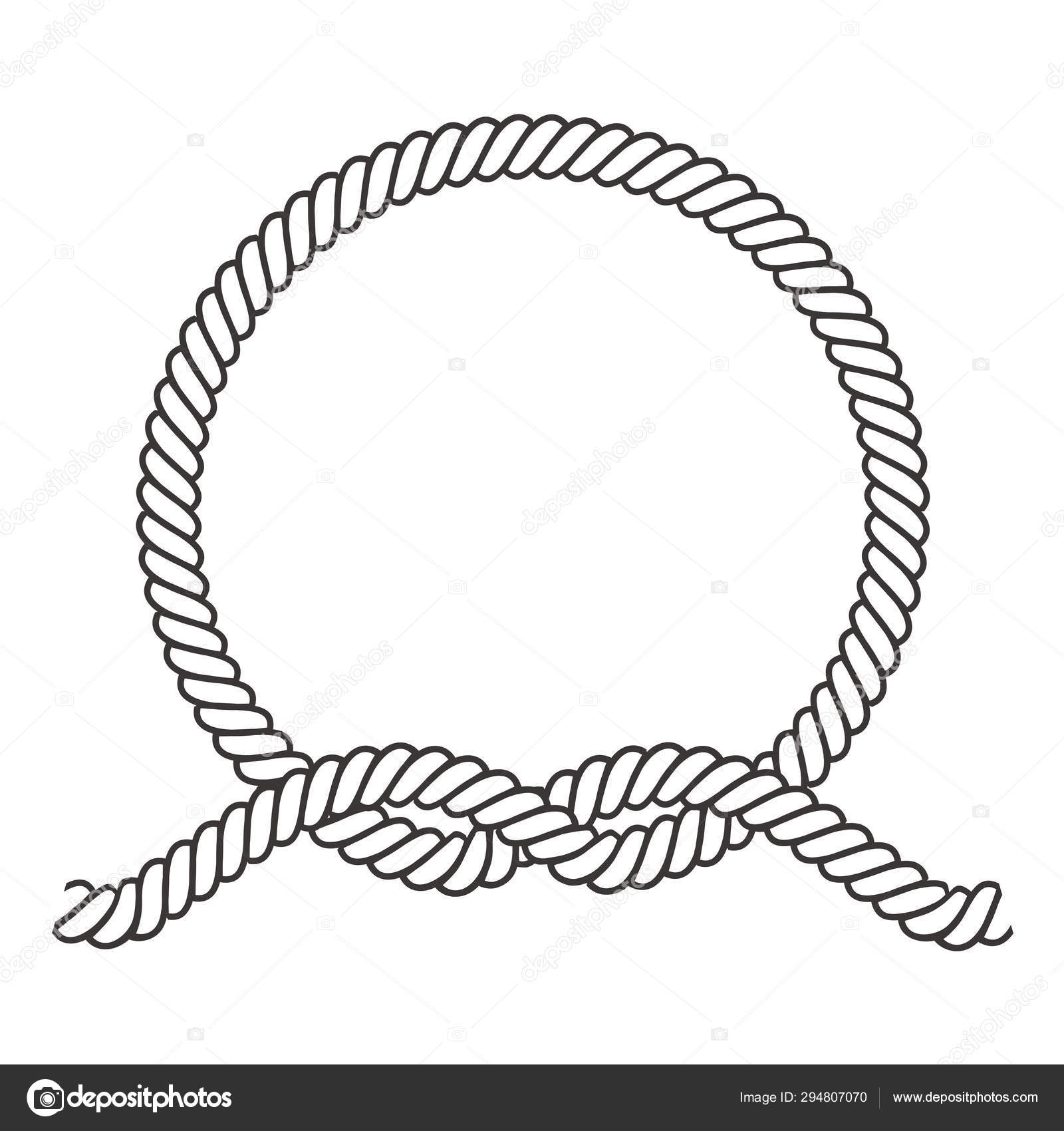 Round rope frame. Circle ropes, rounded border and decorative ma Stock